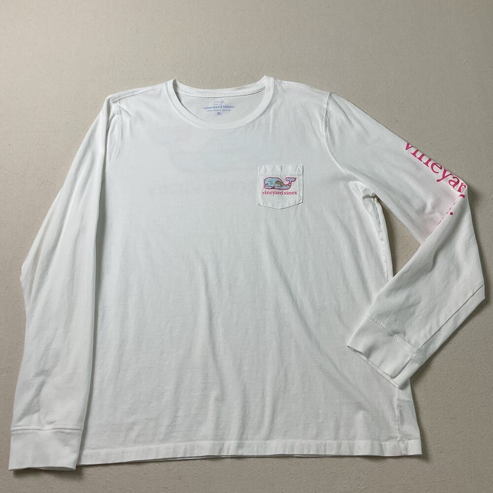 Vineyard Vines White Graphic Long Sleeve Shirt Adult XL